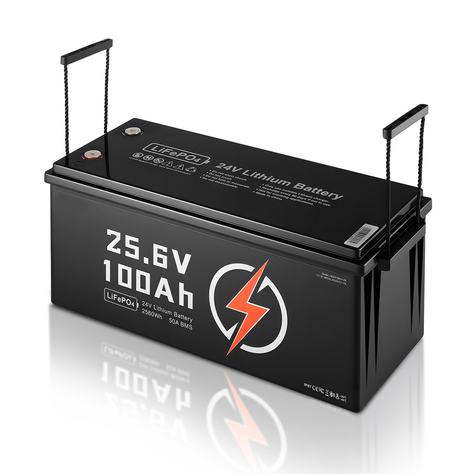 24V 100Ah LiFePO4 Lithium Battery Bluetooth Rechargeable Battery 50A BMS