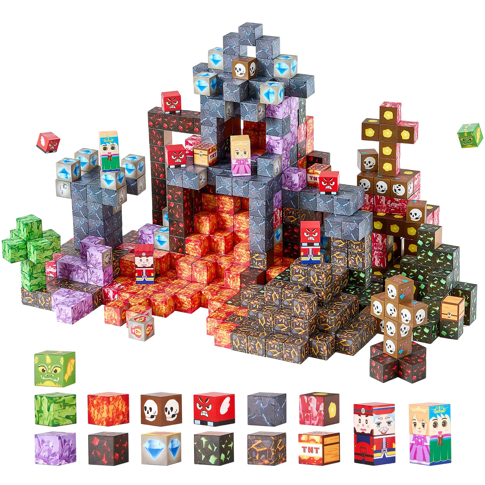 Bloques magnéticos, 150 piezas, set de castillo oscuro, juguete STEM Montessori