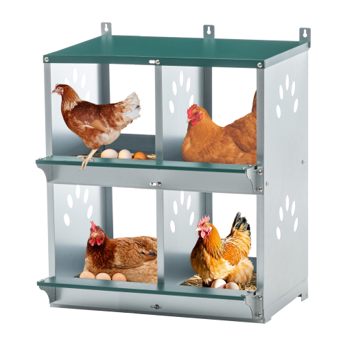 Nidos de metal para gallinas, 4 compartimentos, montaje en pared