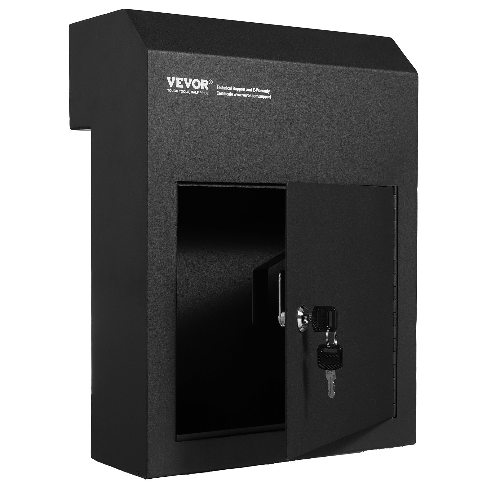 Buzón de entrega de llaves para puerta, acero resistente, 12x6x16 pulgadas, negro