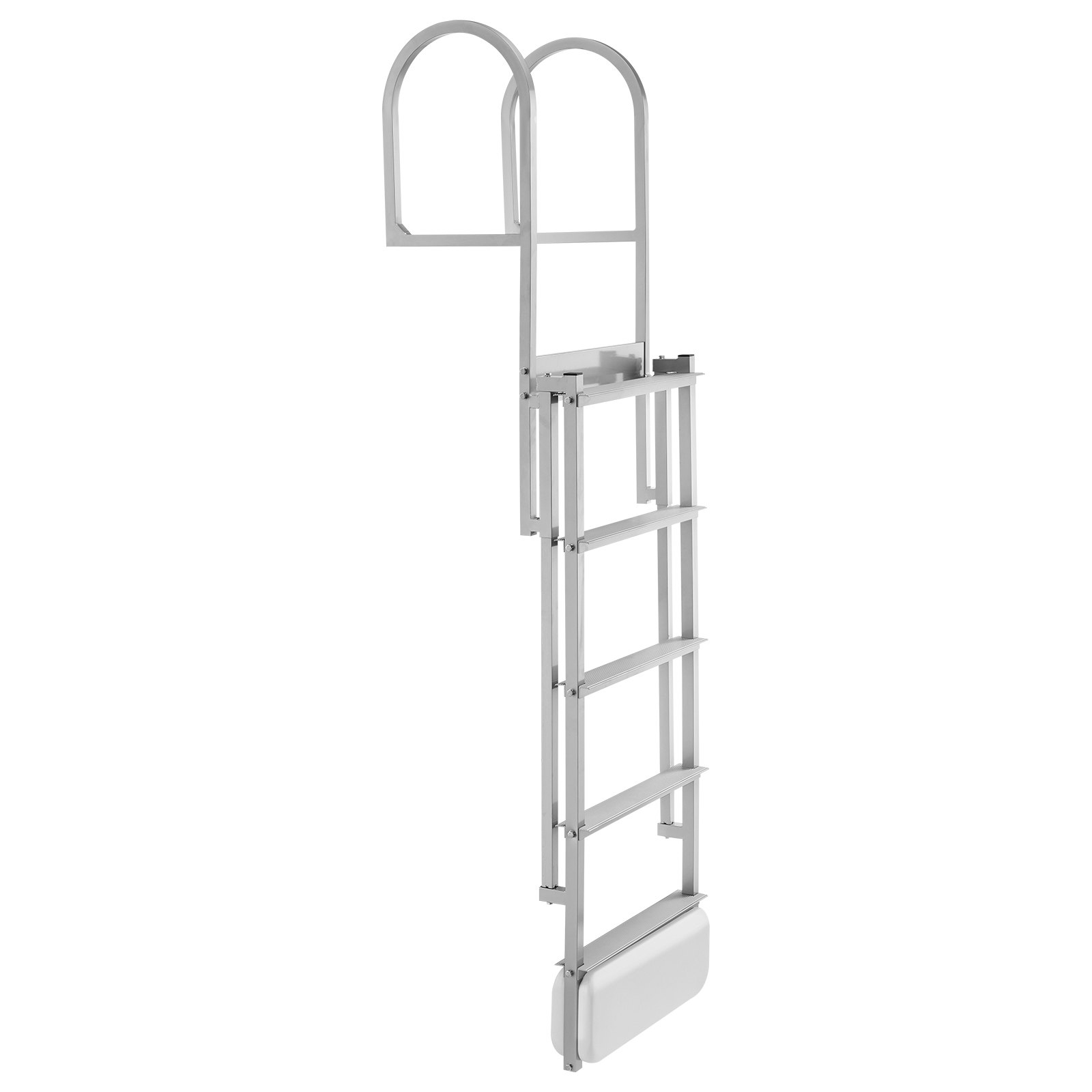 Retractable Dock Ladder, 5 Steps, Aluminum Alloy Pontoon Boat Swim Ladder With Auto-Lift Float, Non-Slip Wide Steps, 500 Lbs Weight Capacity, Adjustable Height, For Lake Pool Marine Boarding