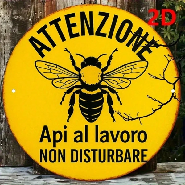 CIFbuy Placa Decorativa Redonda Vintage de Abeja 8x8 pulgadas para Jardín