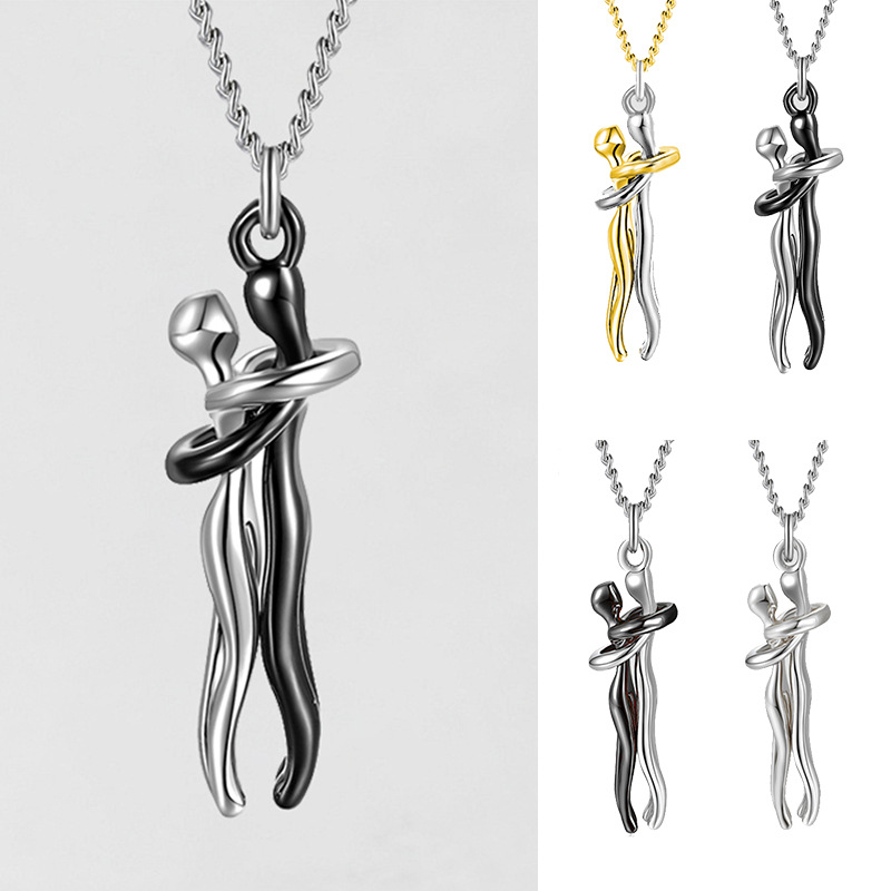 Collar Abrazo de Amor unisex para parejas, cadena de clavícula, regalo