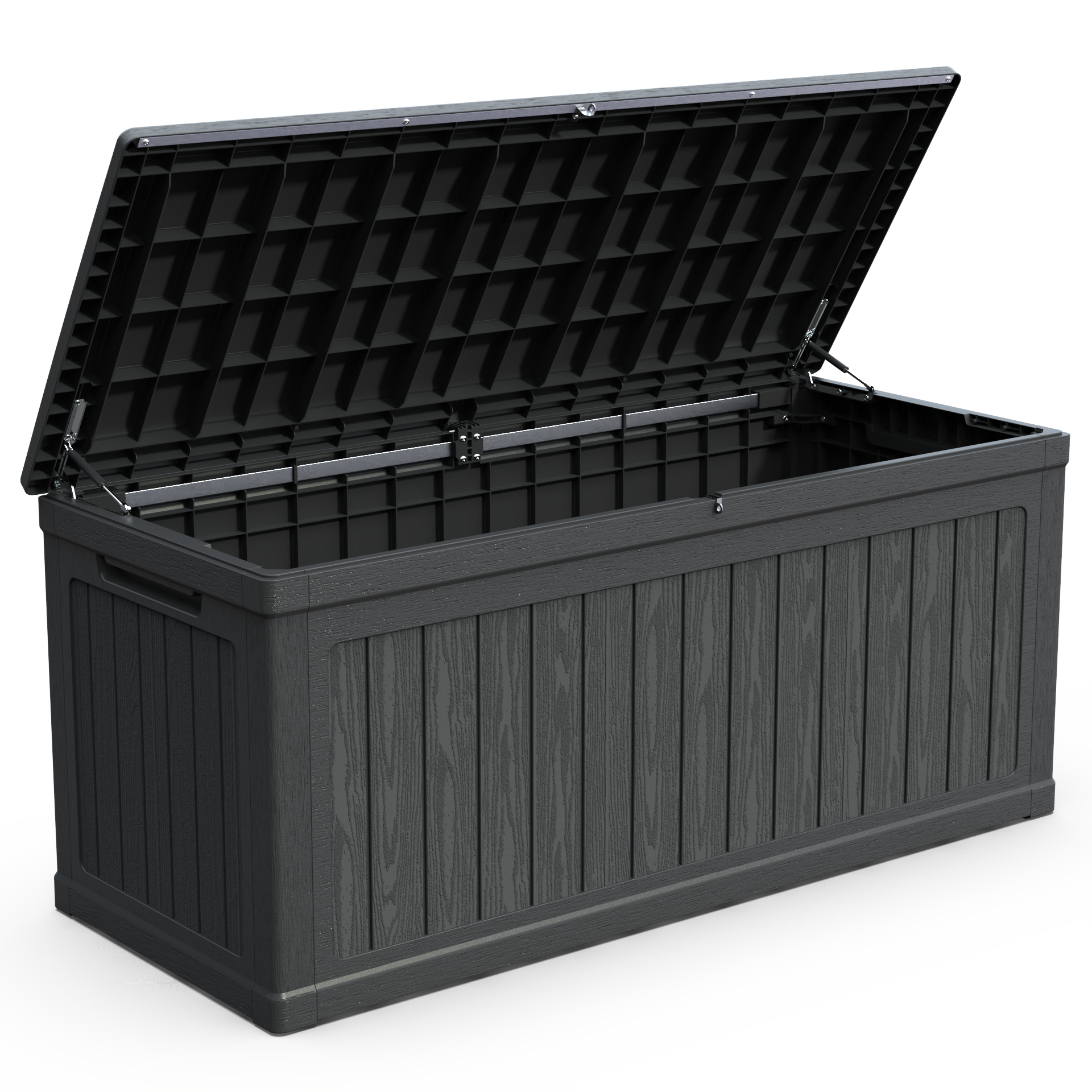 260 Gallon Large Outdoor Storage XXL Deck Box For Patio Furniture, Outdoor Cushions, Garden Tools And Sports Pools Equipment, Waterproof Resin, Lockable, Black