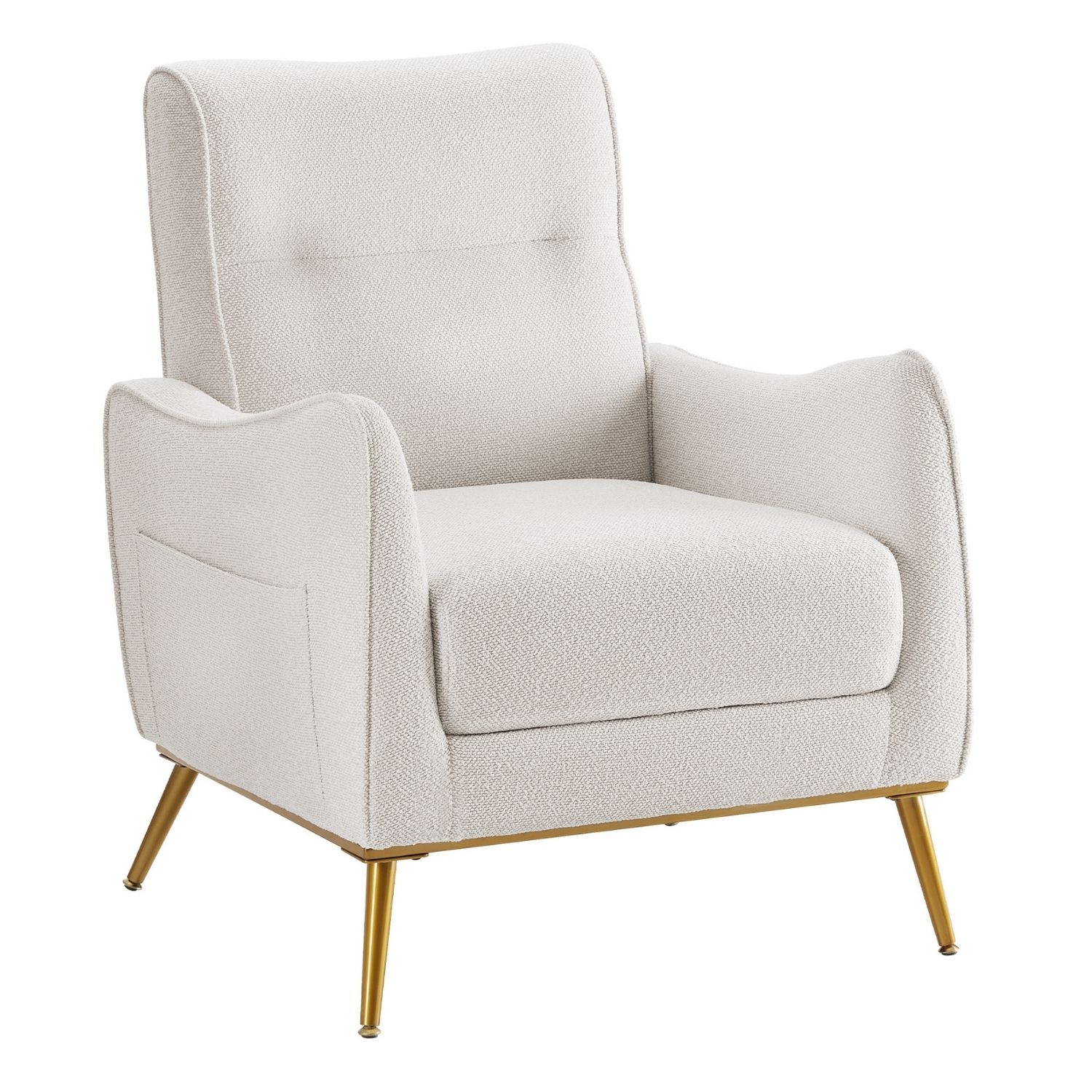 Sillón tapizado de respaldo alto con bolsillo lateral, moderno, para sala y estudio