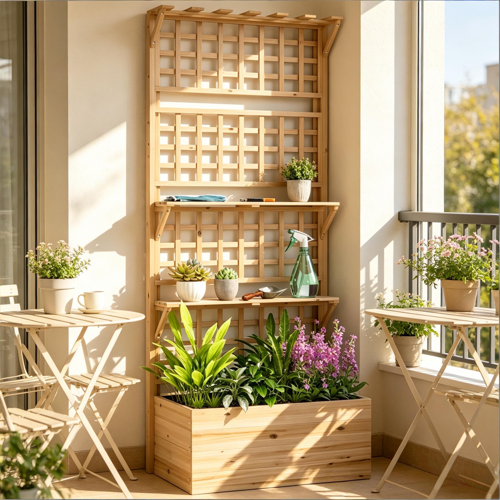 Maceta elevada de madera para jardín