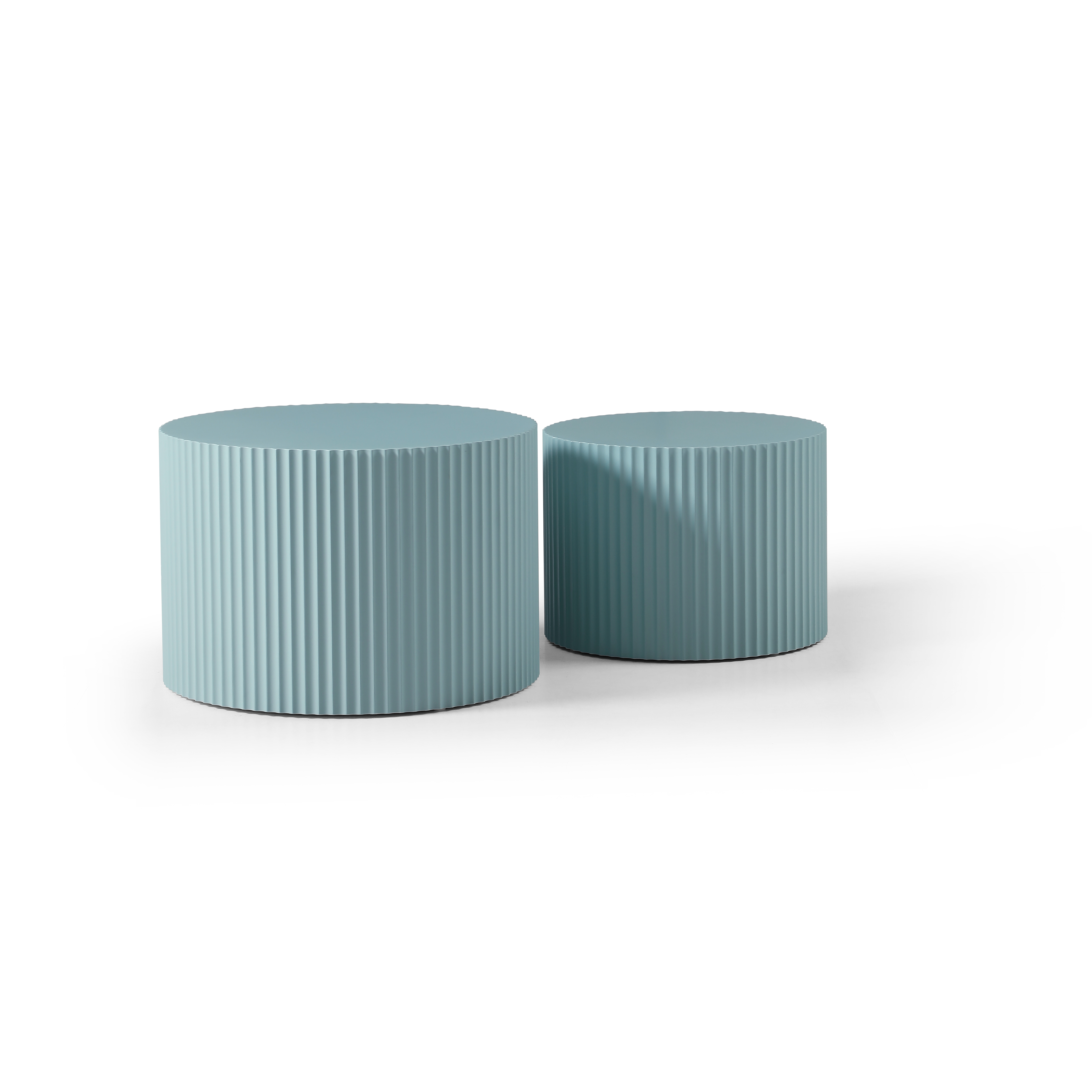 MDF Nesting Table Set Of 2,Handcraft Round Coffee Table For Living Room Leisure Area,  Blue