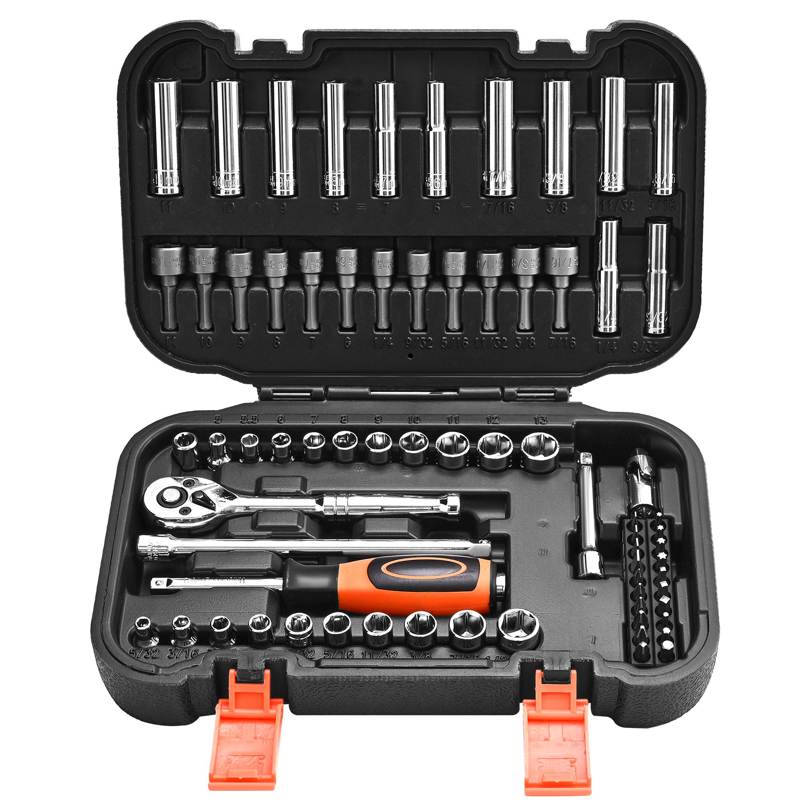 Juego de dados de 70 piezas, 1/4 pulgadas, SAE y métricos, CR-V, para reparación automotriz