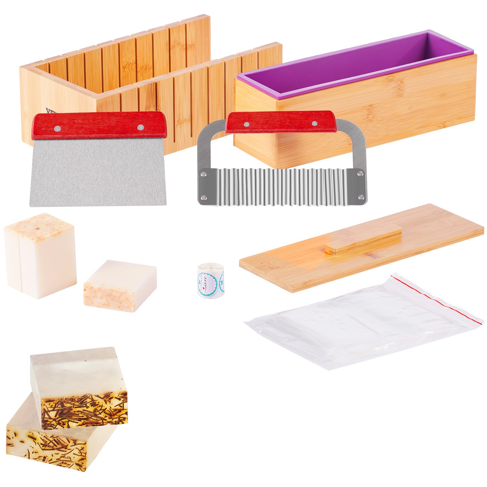 Kit para hacer jabón con caja de bambú, molde de silicona y cortadores