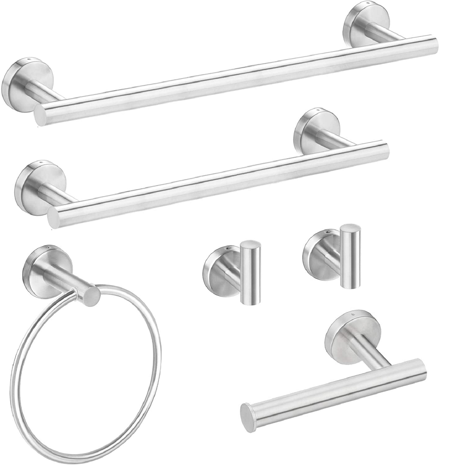 Juego de 6 accesorios de baño de acero inoxidable, montaje en pared, níquel cepillado