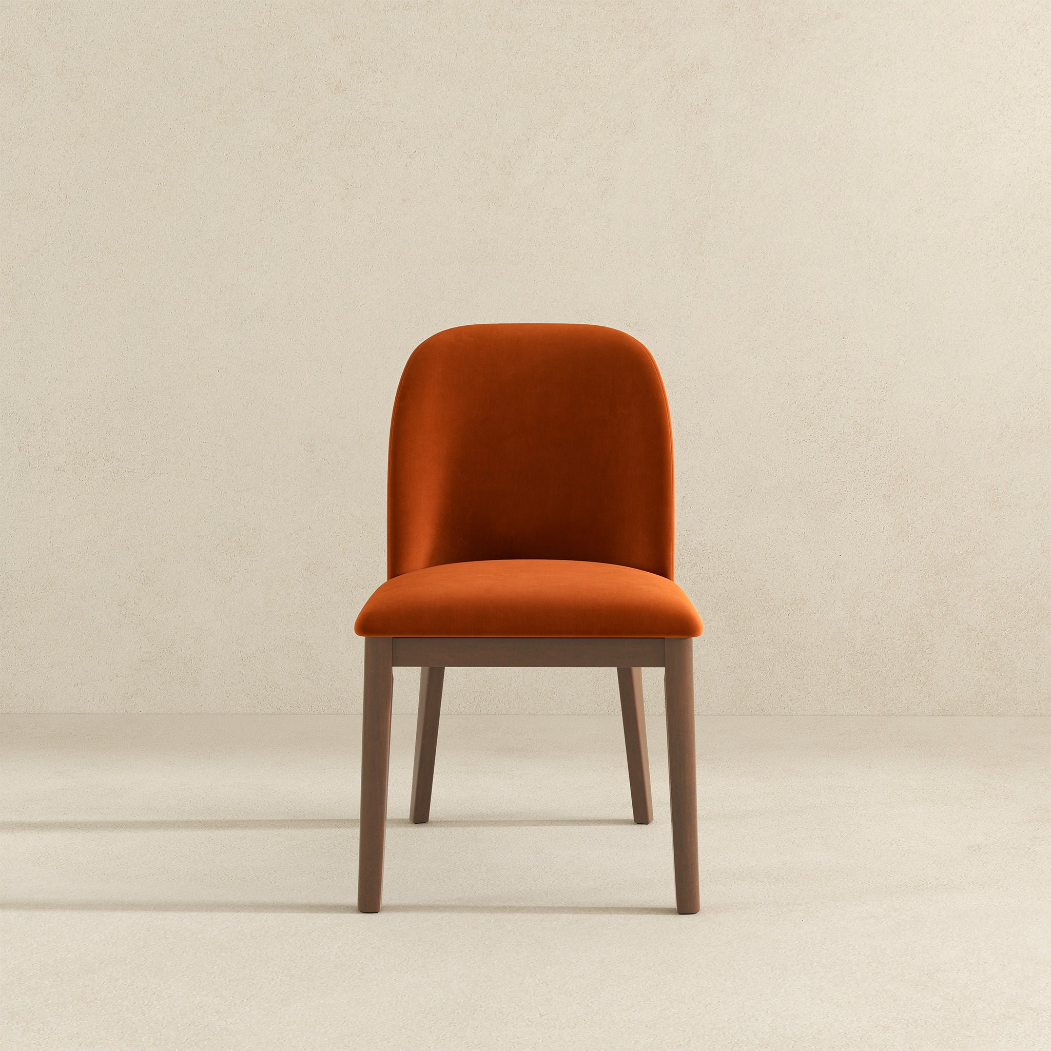 New Design Dining Kitchen Mid-Century Modern Chairs With Wood Legs Kaitlyn  Burnt Orange Velvet Dining Chair   Set Of 2   33