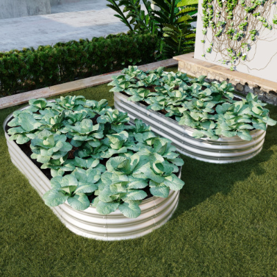 Kit de 2 camas de jardín elevadas 6x3x1 pies, galvanizadas, resistentes a la oxidación