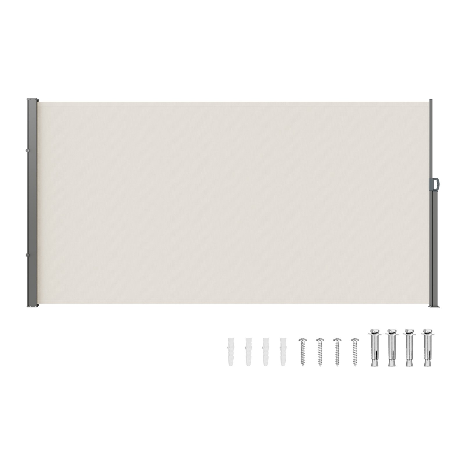 Toldo lateral retráctil, 71 x 138 pulg., poliéster 180g, resistente al agua, UV 30+, beige.