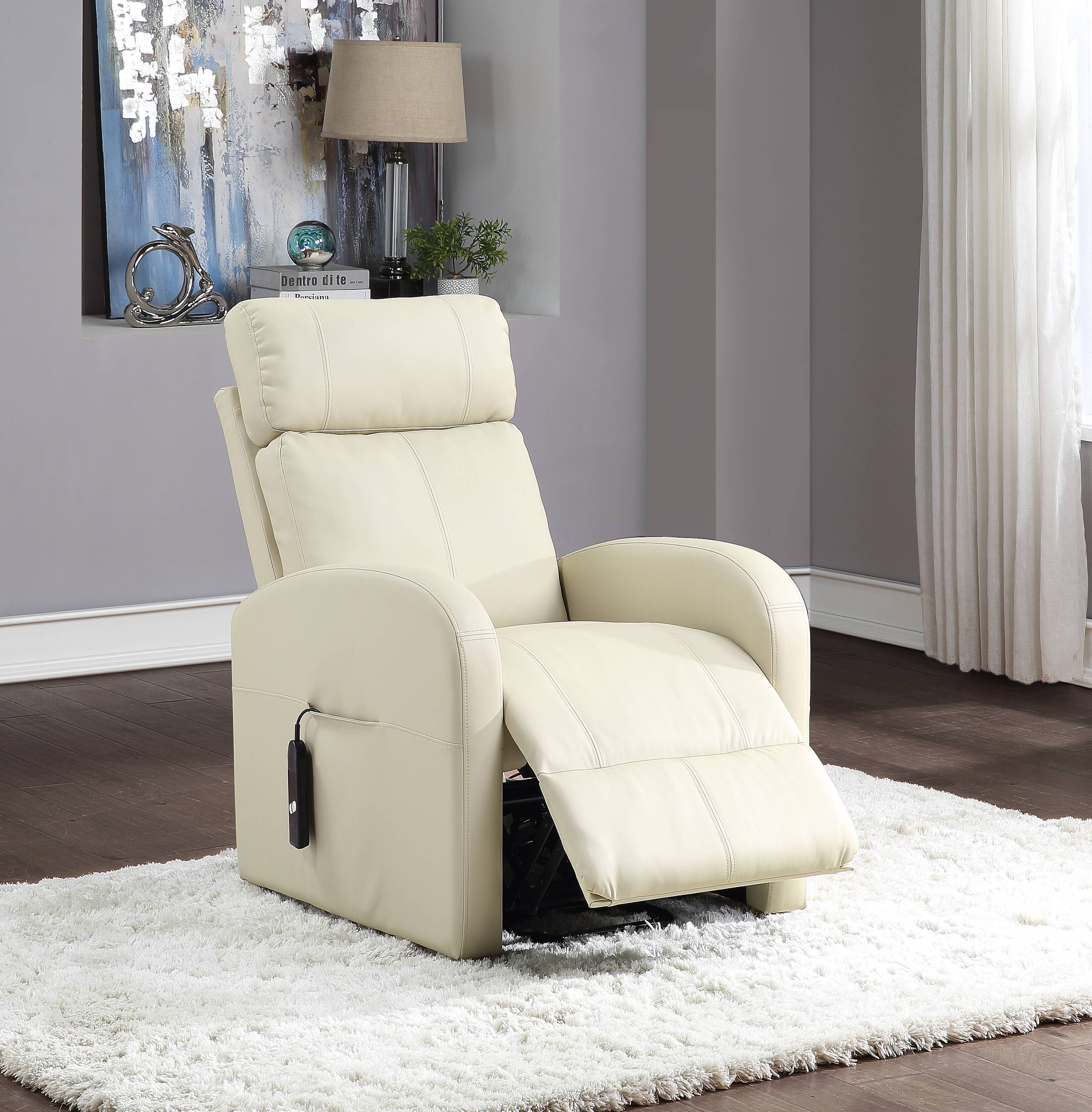 Ricardo Beige Synthetic Leather Power Motion Recliner W Lift