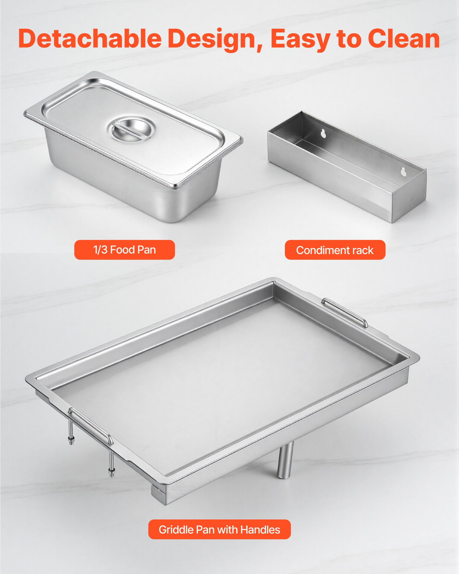 Outdoor Propane Griddle, 2 Burners (11,600 BTU Each), Commercial Stainless Steel Gas Griddle Cart With 4 Lockable Wheels, 1/3 Food Pan, Easy-Grip Side Handle, Ideal For Hot Dogs, Burgers & Meats