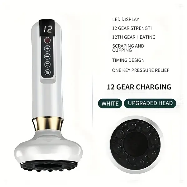 Body Gua Sha Scraping Massager. 12 Level Electric Vacuum Cupping Massager, Rechargeable And Cordless. Perfect For Halloween, Christmas And Birthday Gifts