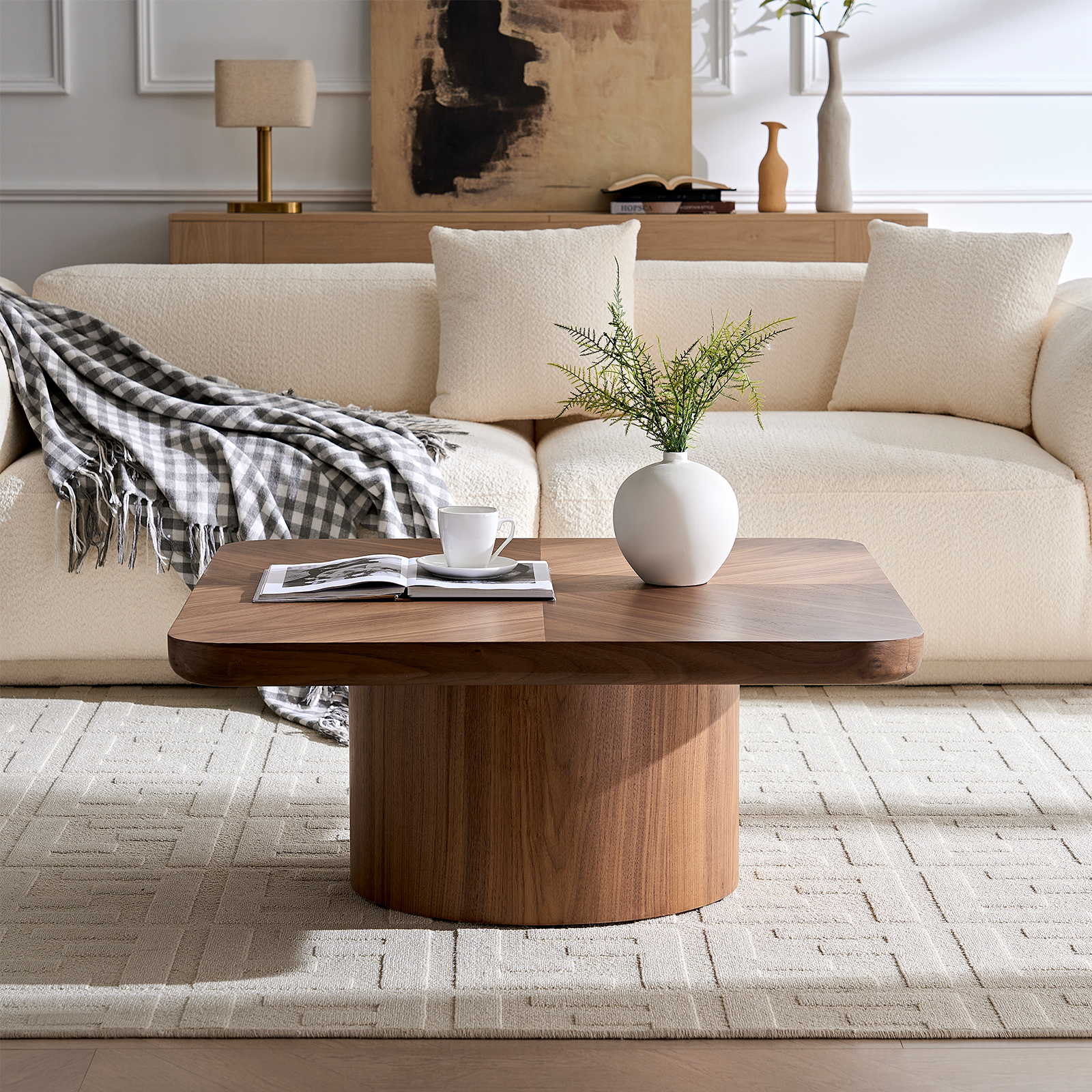 Square Coffee Table, Modern Design For Living Room Use,No Assembly