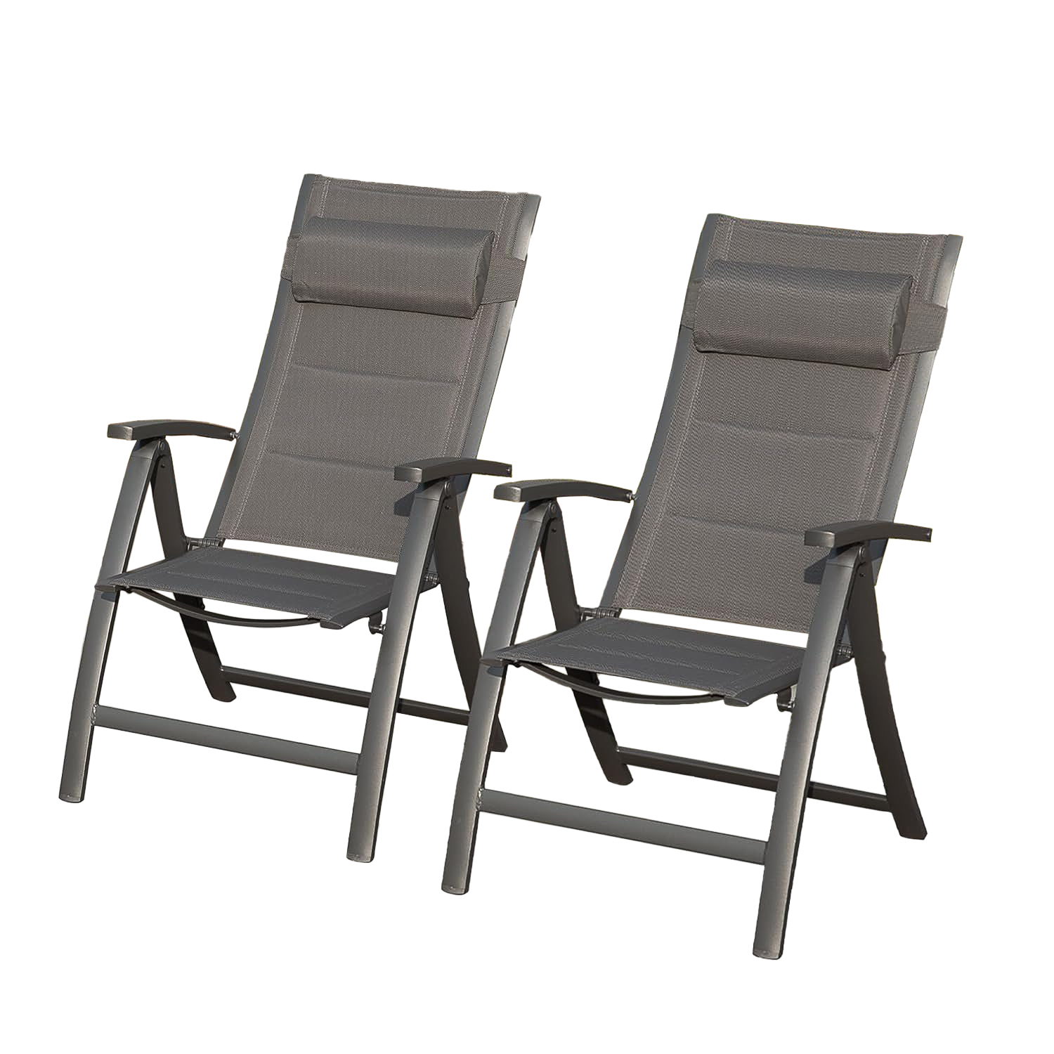 Patio Folding Chairs Set Of 2,Padded Textilene Fabric Seat