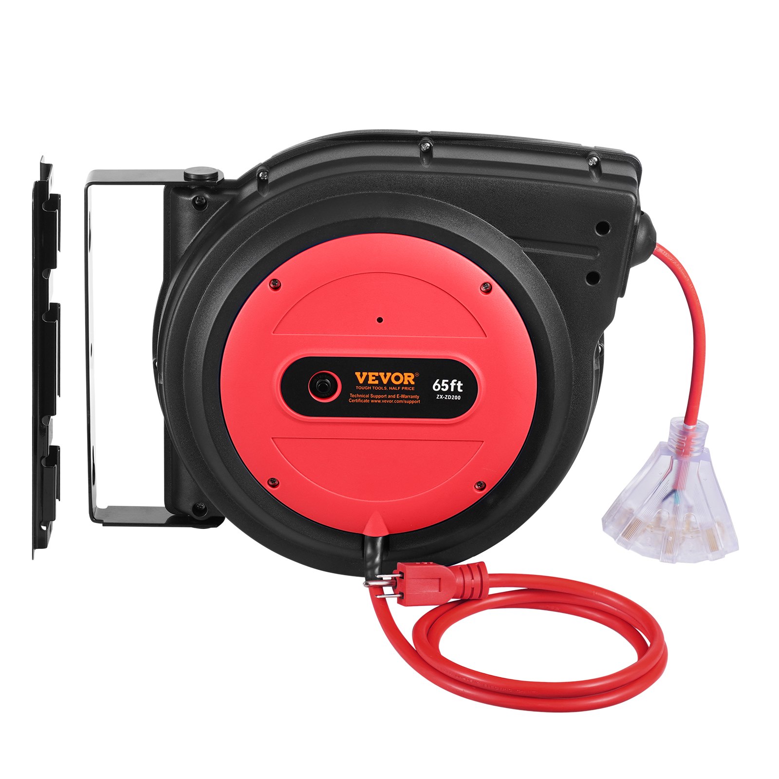 Carrete de cable de extensión retráctil 65 pies 12AWG/3C SJTOW