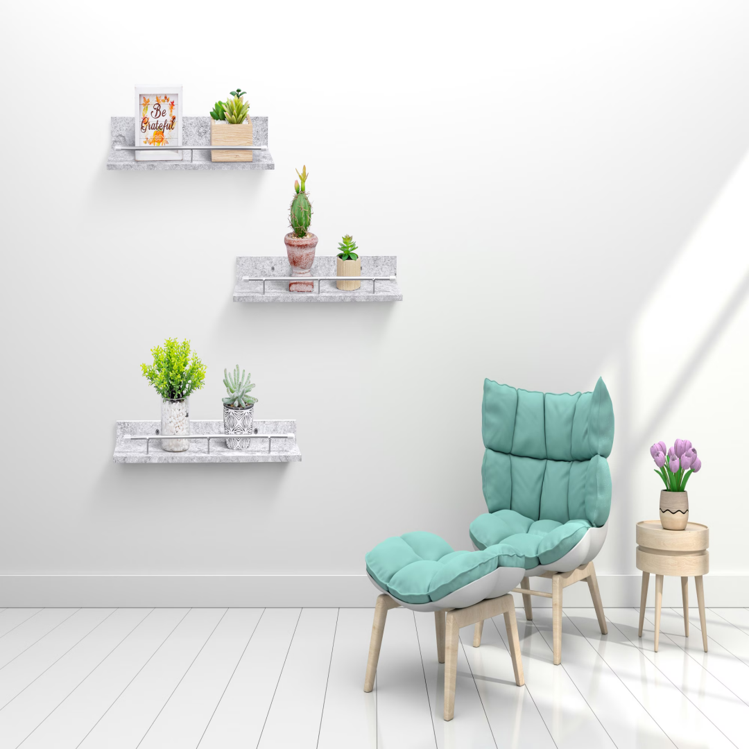 Estantes flotantes de madera para pared, 15.7 pulgadas, con soportes invisibles, gris