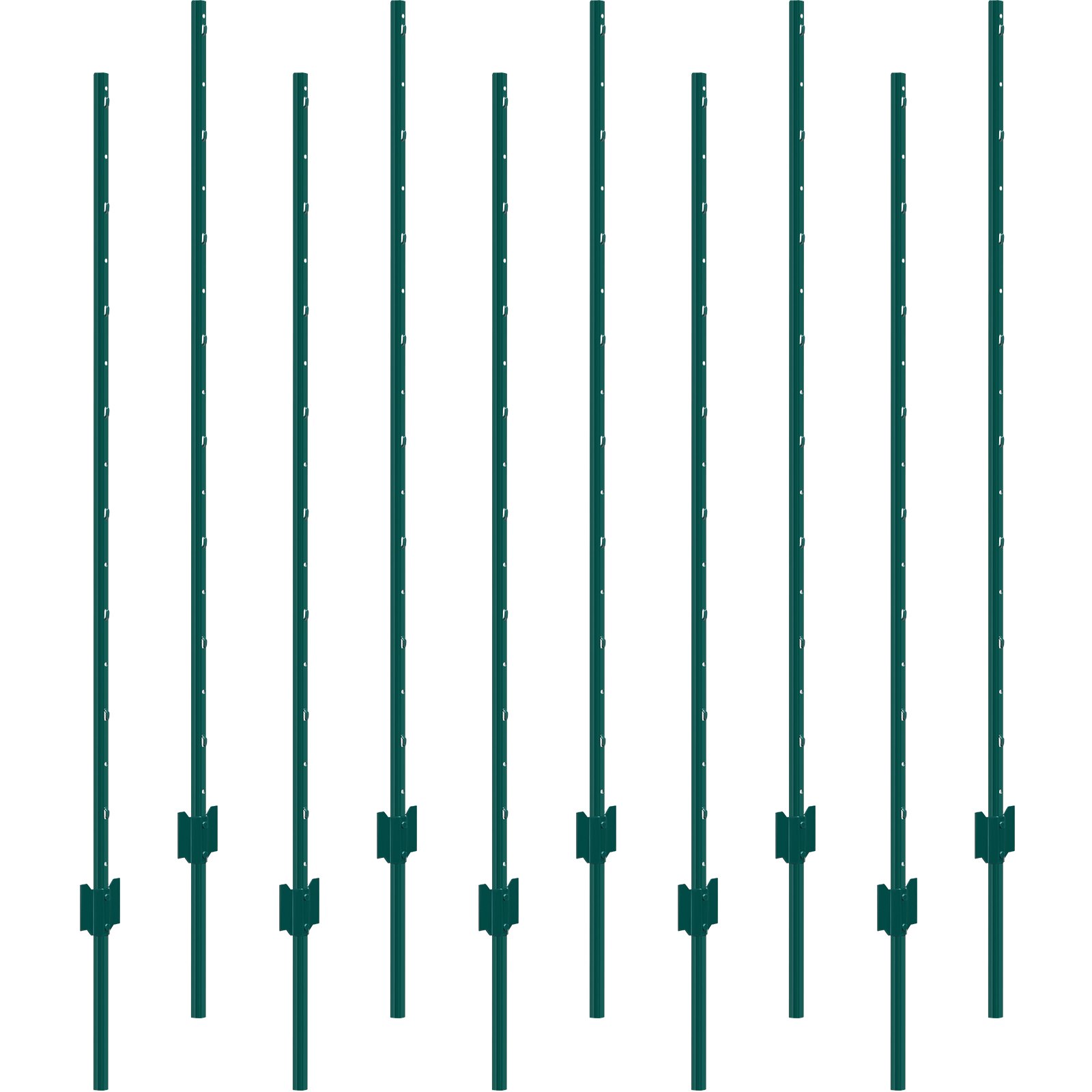5 Feet Fence Post 10 Pack T-Post Heavy Duty Metal Fence Posts Green