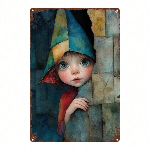 CIFbuy Arte de pared de metal vintage, Elfo de cuento de hadas, 8x12 pulgadas
