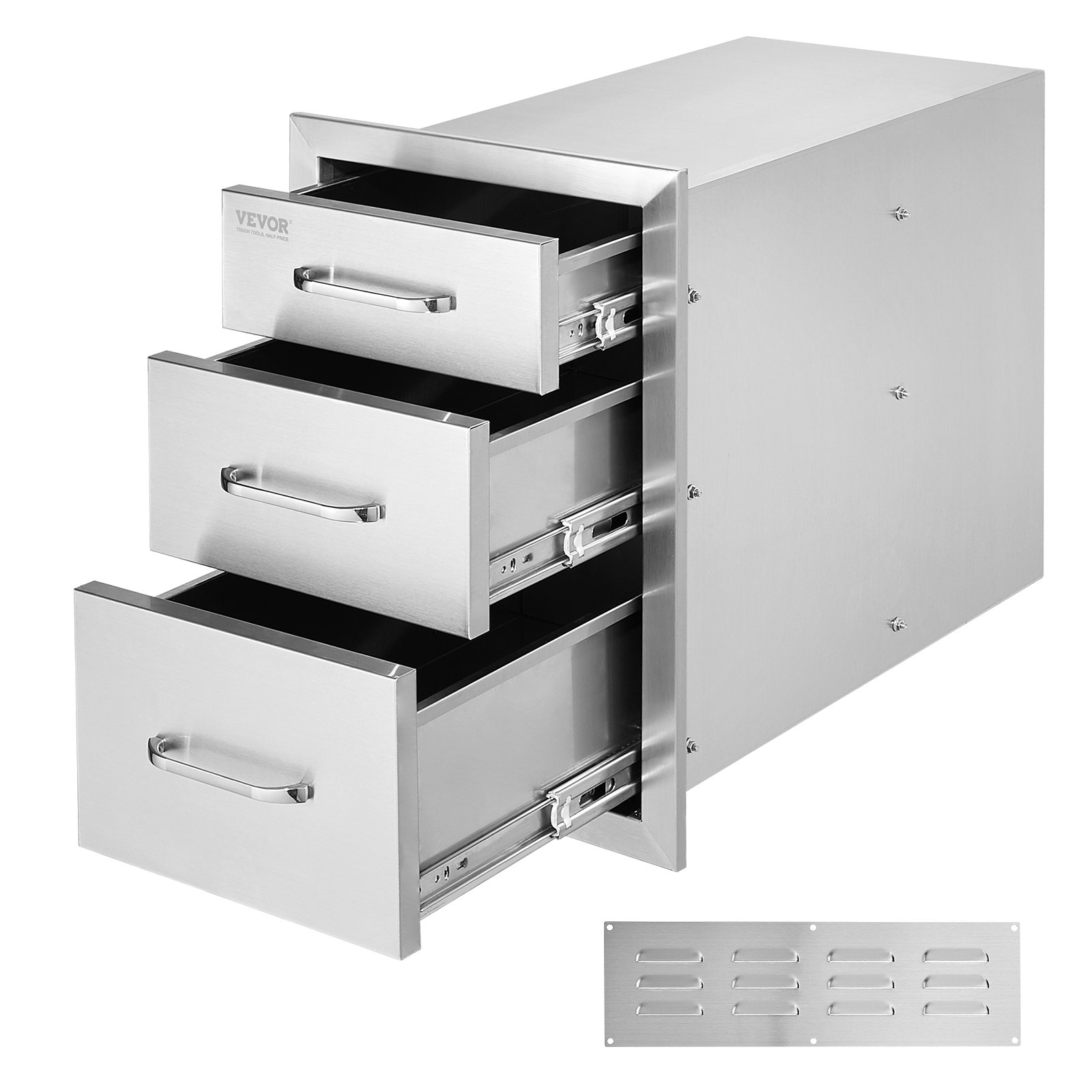 Cajones de acero inoxidable para cocina exterior, 14x20.3x23 pulgadas, empotrados.