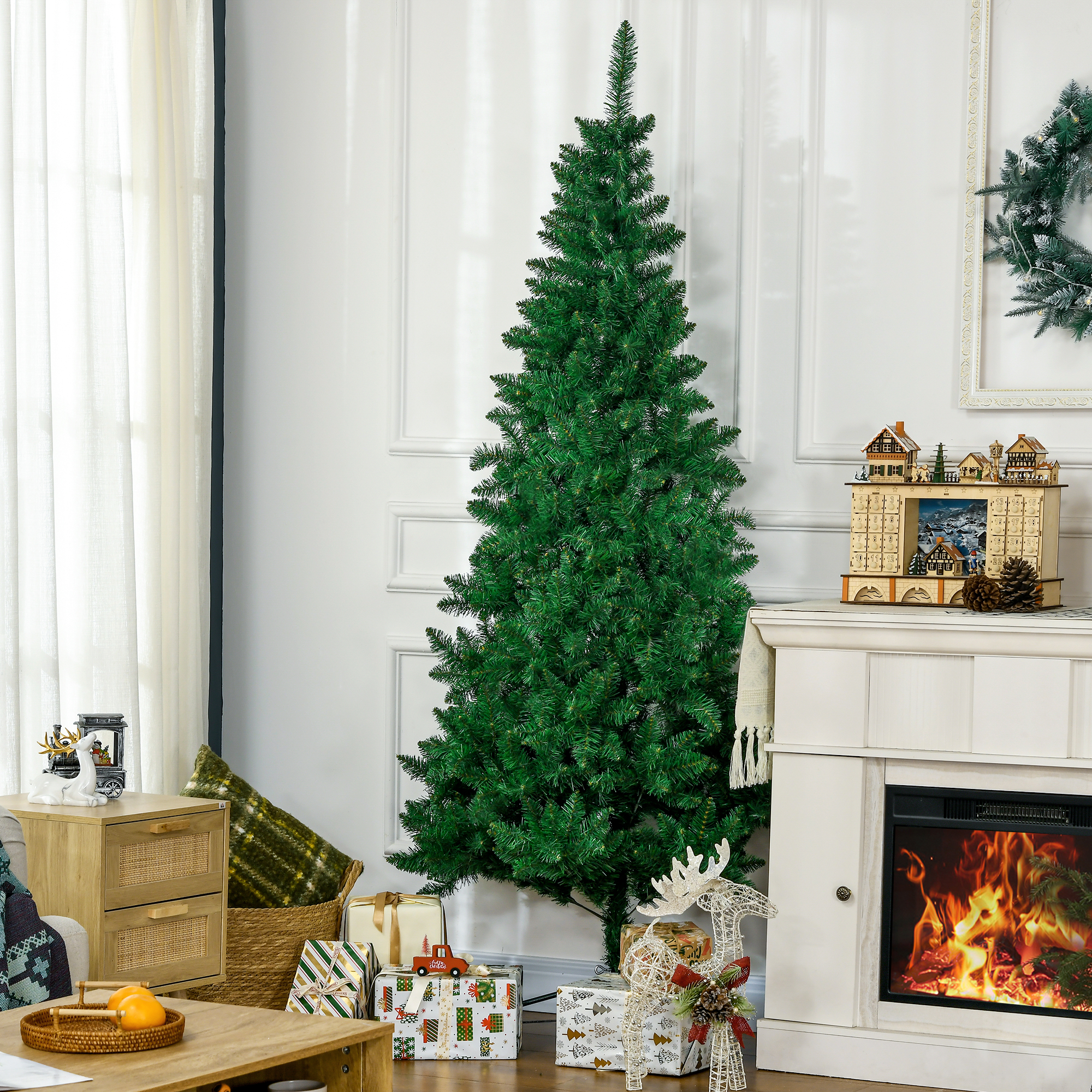 Árbol de Navidad artificial de 5 pies, medio árbol, apertura automática