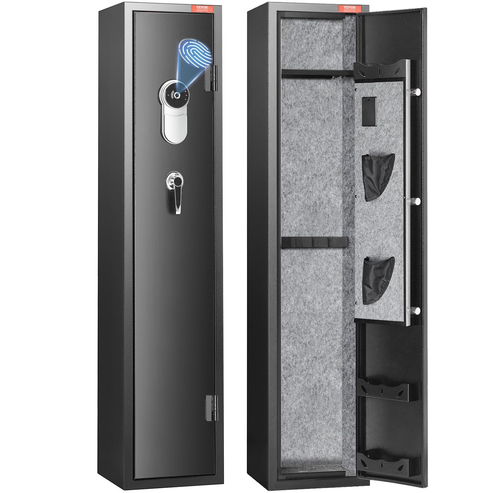 5 Rifles Gun Safe, Rifle Safe With Fingerprint Lock, Quick Access Gun Storage Cabinet For Shotguns With Removable Shelf, Pistol Rack, Ammo Storage Box For Home Long Gun And Pistols