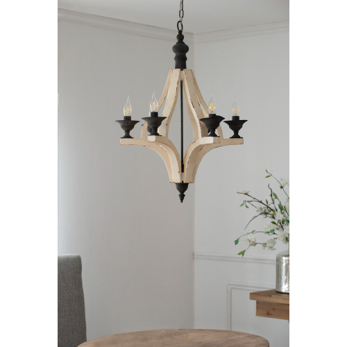 Candelabro de madera de 6 luces con cadena ajustable (sin bombilla)