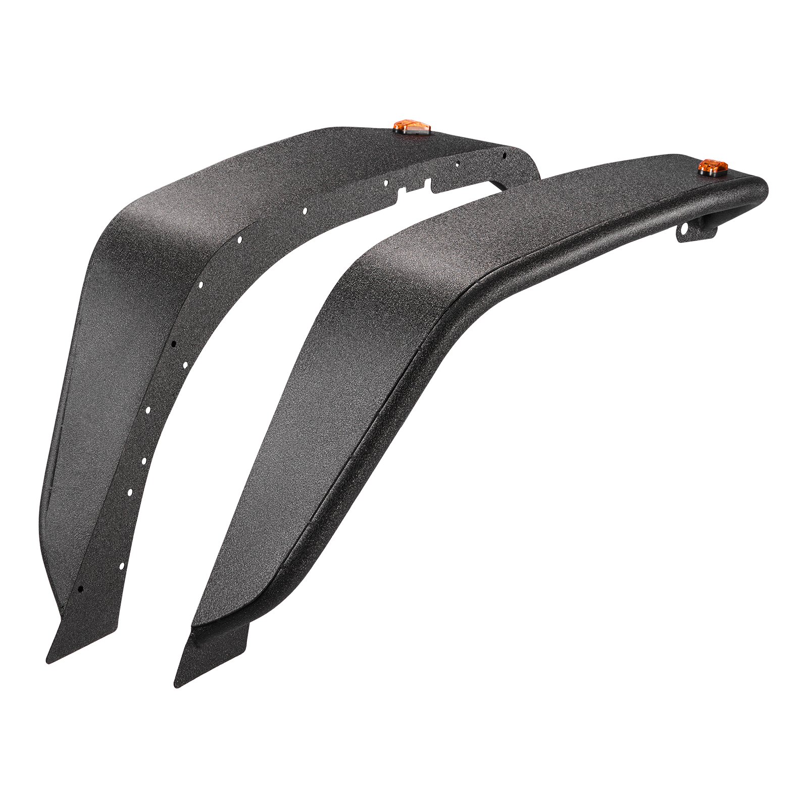 Fender Flare, Front Fender Flares Compatible With 2007-2018 Jeep JK/JKU 2/4 Doors, Off-Road Steel Liner Set With LED Lighting, Fenders For Jeep JK, Fine-Textured Black Paintable Wheel Flares Set