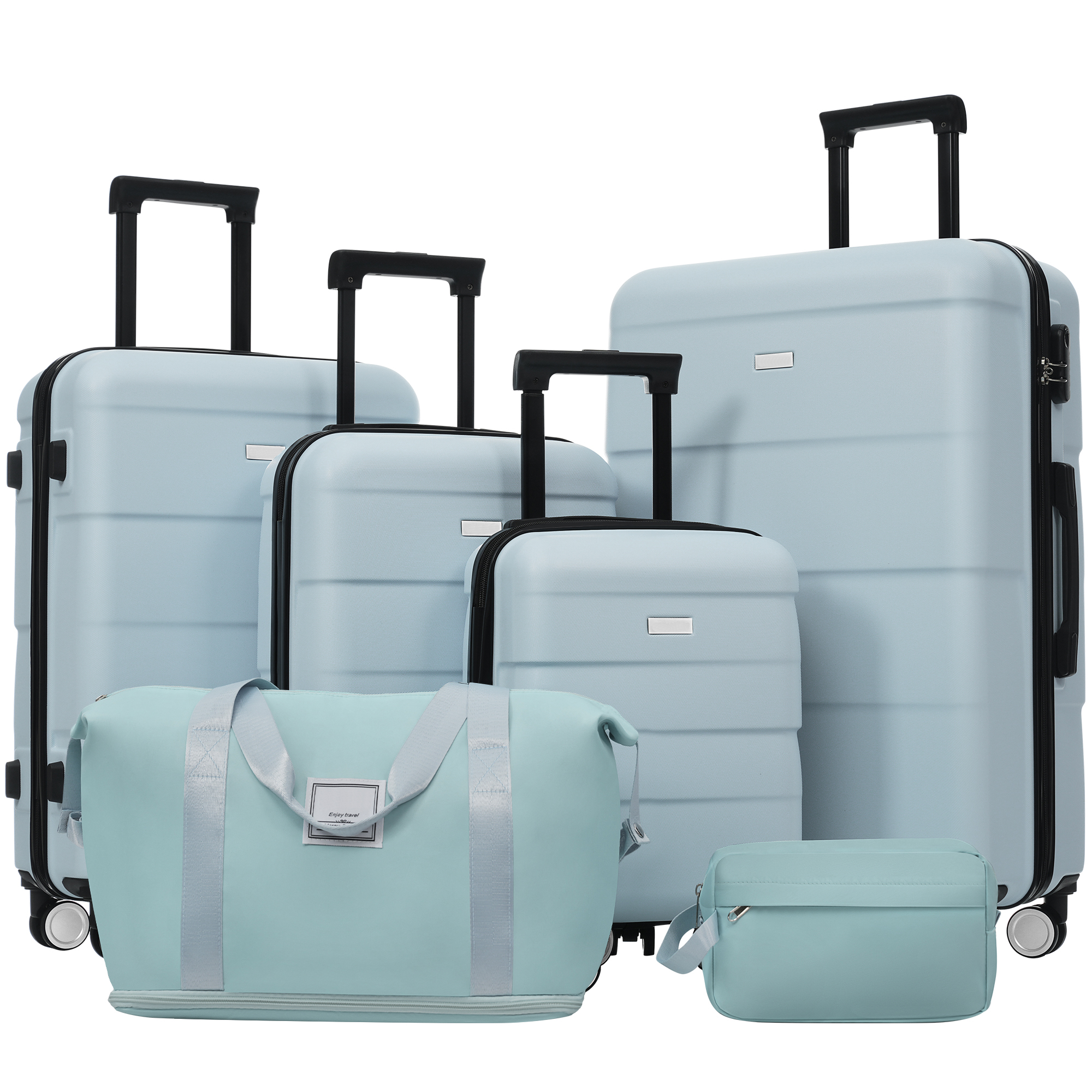 Hardshell Luggage Sets 6 Piece With 2 Bags,Carry On Suitcase With Handle Password Lock Double Spinner Wheels, Lightweight 16-20-24-28 Luggages