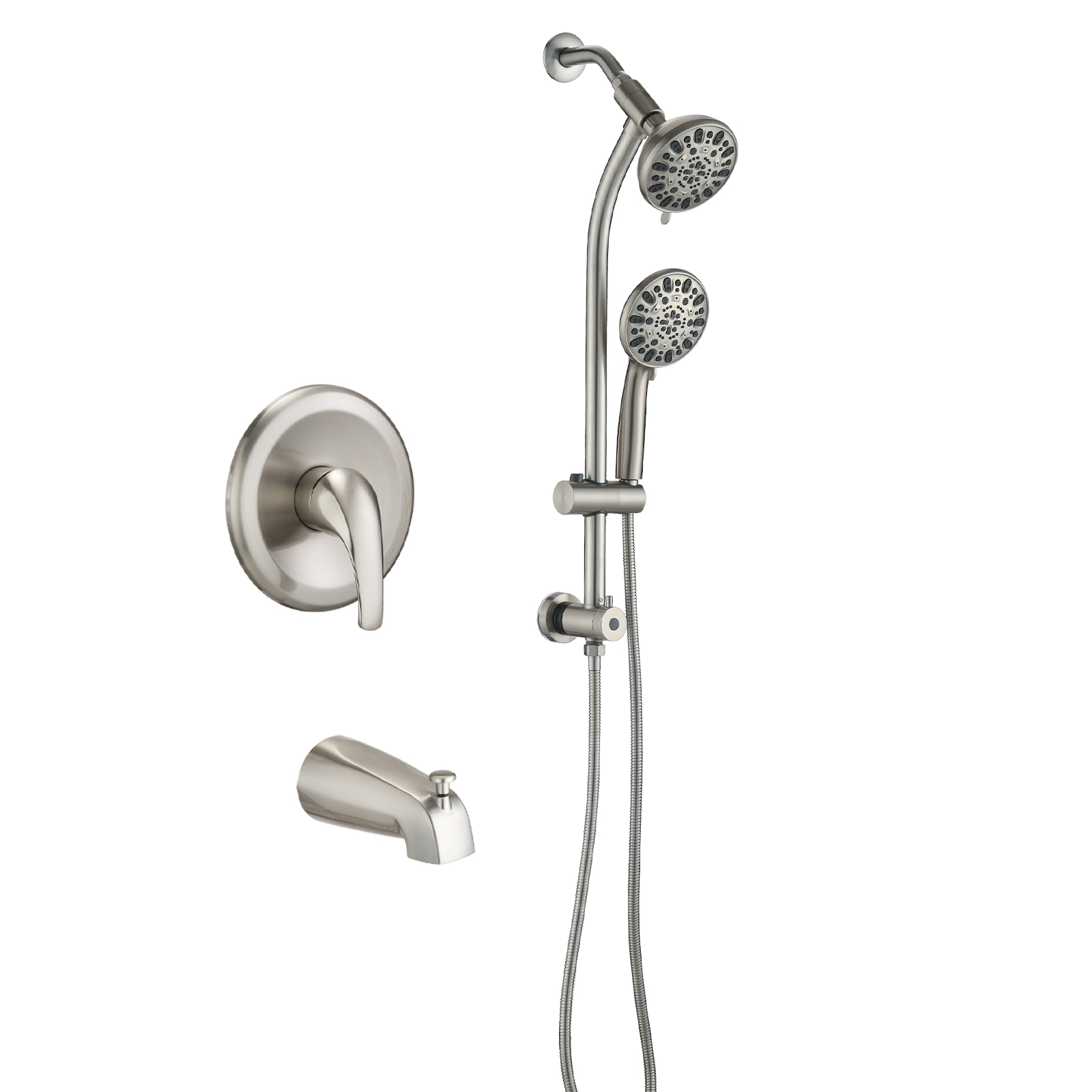 Combo de ducha sin herramientas, 7 chorros, níquel cepillado 1.8 GPM