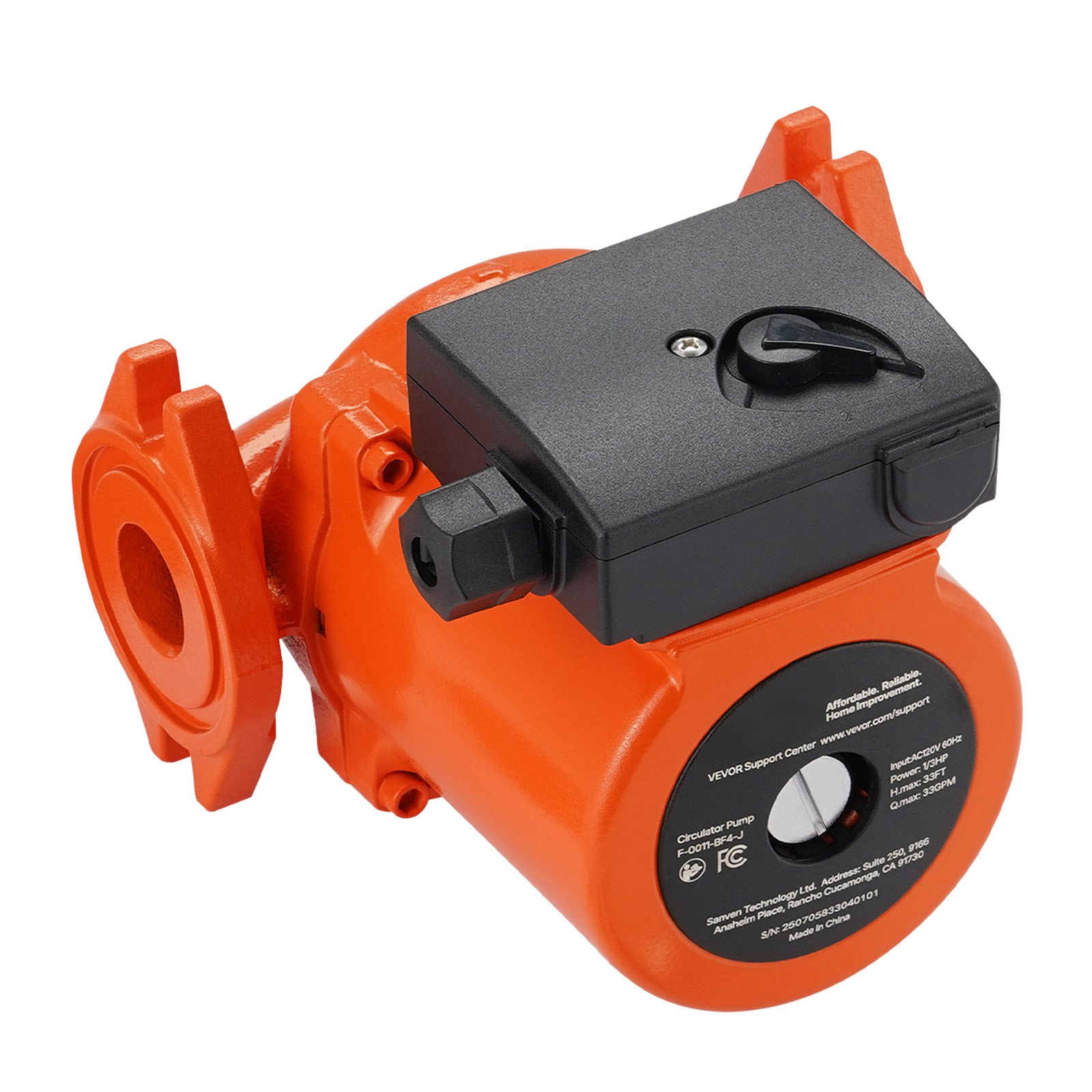 Bomba circuladora de hierro fundido F-0011-BF4-J, 33 GPM, 120V, 3 velocidades