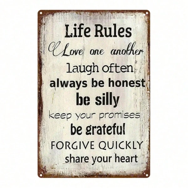 Placa de pared de metal CIFbuy vintage con cita inspiradora: amor, sonrisa, integridad