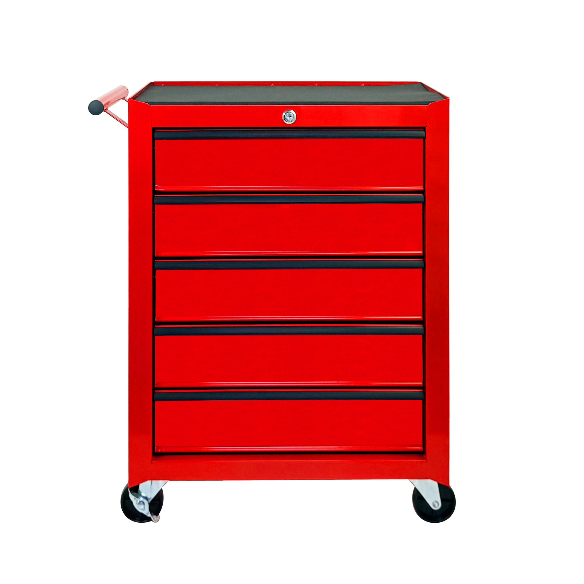 Rolling Metal Tool Chest With 5 Drawers, 20inch 5-Drawer Tool Chest Cabinet With Ball Bearing Drawer Slides, Steel Tool Storage Box Organizer-RED