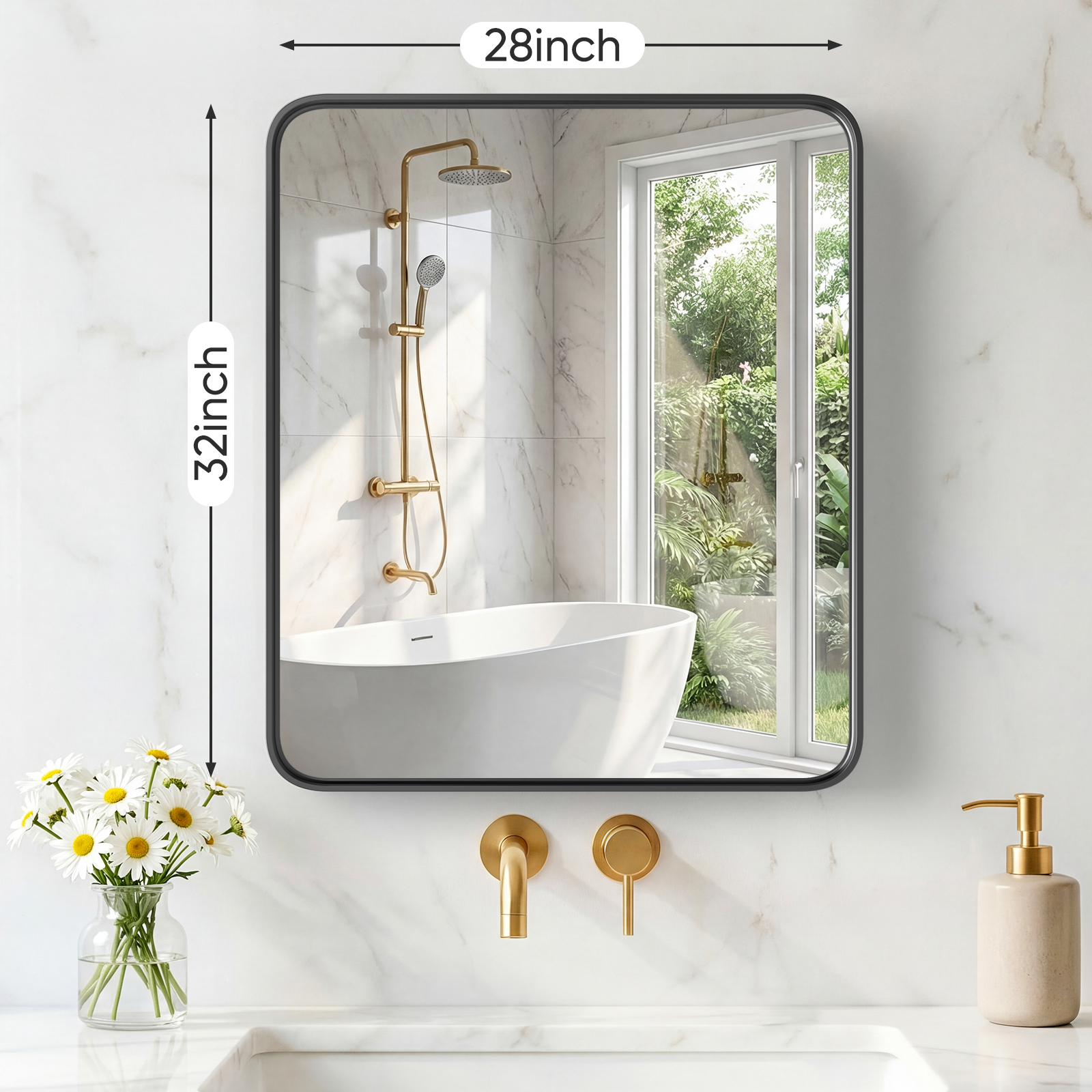 Wall Mirror With Rectangular Metal Frame