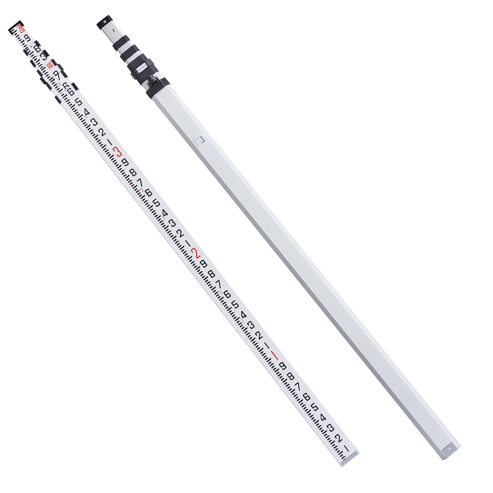 Measuring Rod 20-Feet/10ths 6 Sections Telescopic Grade Rod 1/10ft W/ Bag