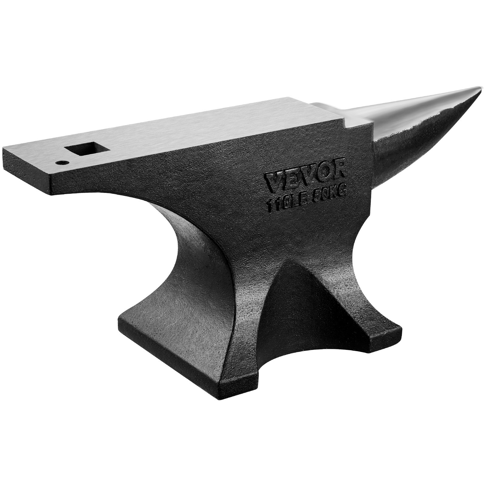 Single Horn Anvil, 110lbs Cast Steel Anvil, High Hardness Rugged Round Horn Anvil For Blacksmiths, With Large Countertop And Stable Base, Metal Working Tool For Metal Bending, Shaping, Twisting
