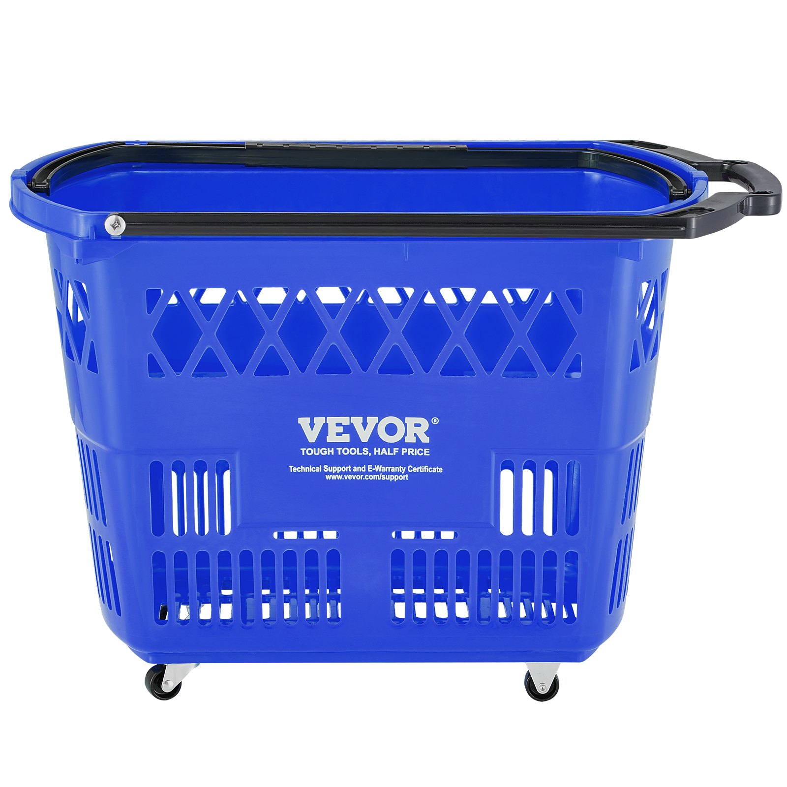 Plastic Rolling Shopping Trolley Basket On Wheels 6PCS 39L With Handle