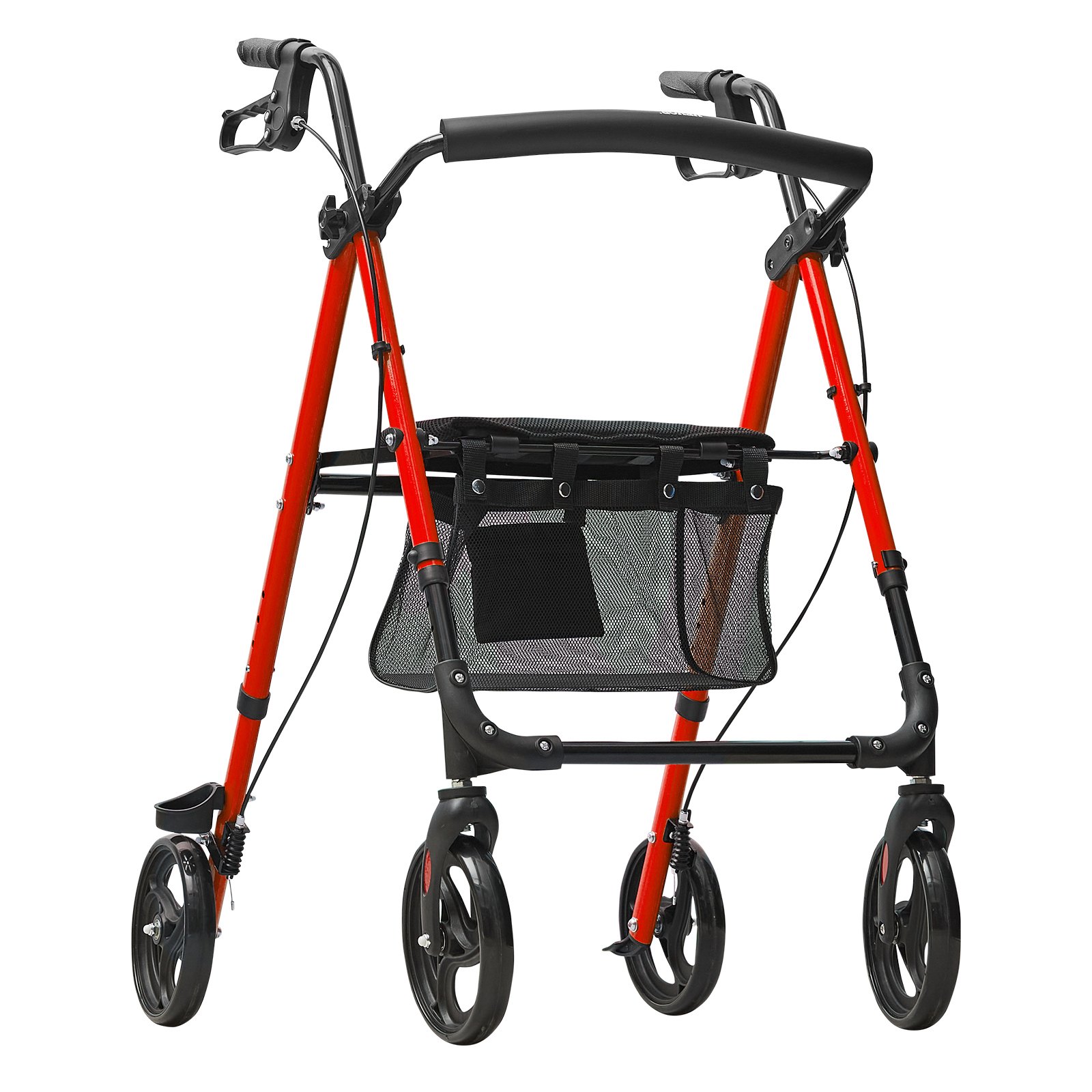 Rollator Walker For Seniors And Adult, Lightweight Aluminum Foldable Rolling Walker With Adjustable Seat And Handle, Outdoor Mobility Rollator Walker With 8" All Terrain Wheels, 300LBS Capacity