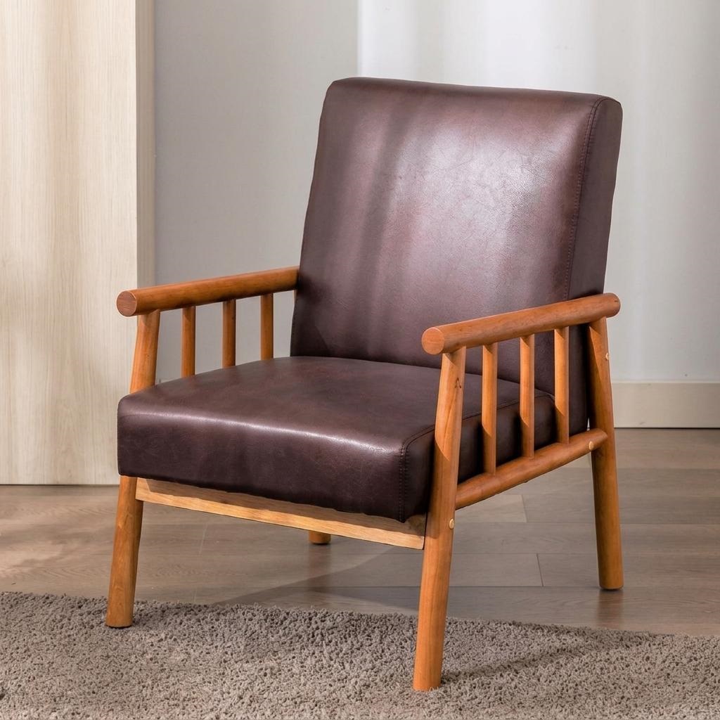 Sillón clásico moderno de mediados de siglo, 25 pulgadas de ancho, marrón oscuro.