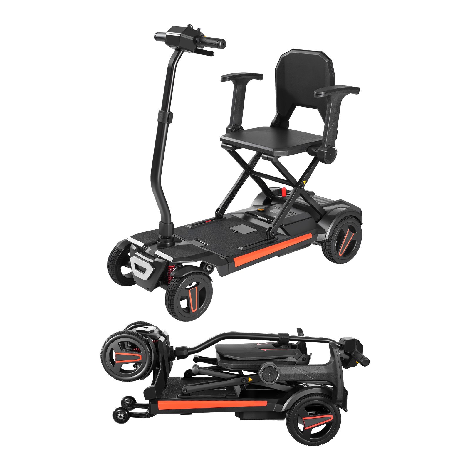 Scooter eléctrico de movilidad plegable, 4 ruedas, 9.3 millas, 265 libras
