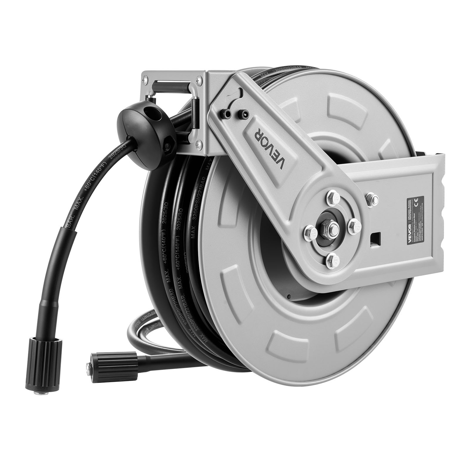 Carrete retráctil para manguera de hidrolavadora, 65 pies x 1/4 pulg., 3200 PSI