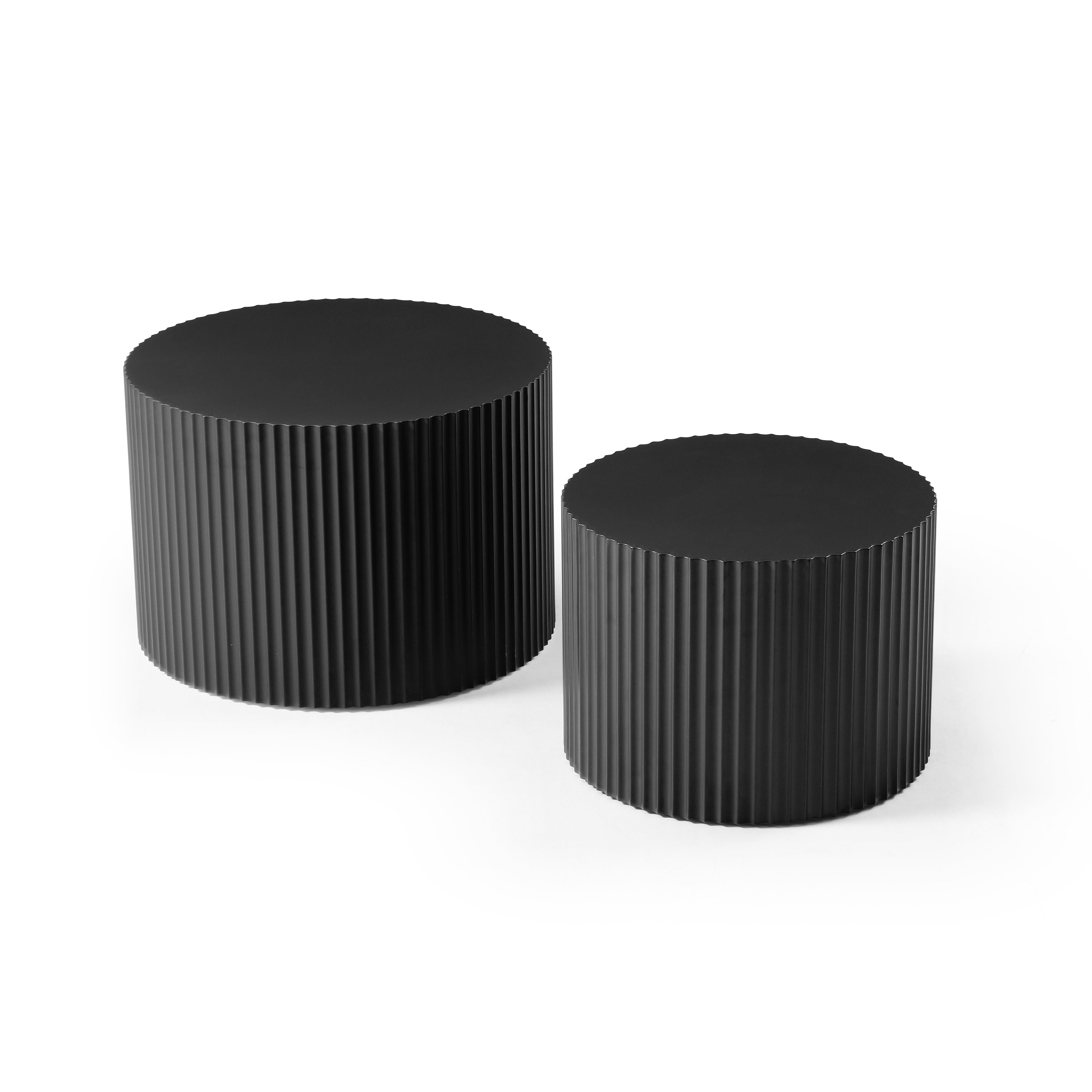 Set de mesas nido de 2 piezas, MDF, mesas de centro para sala de estar, color negro.