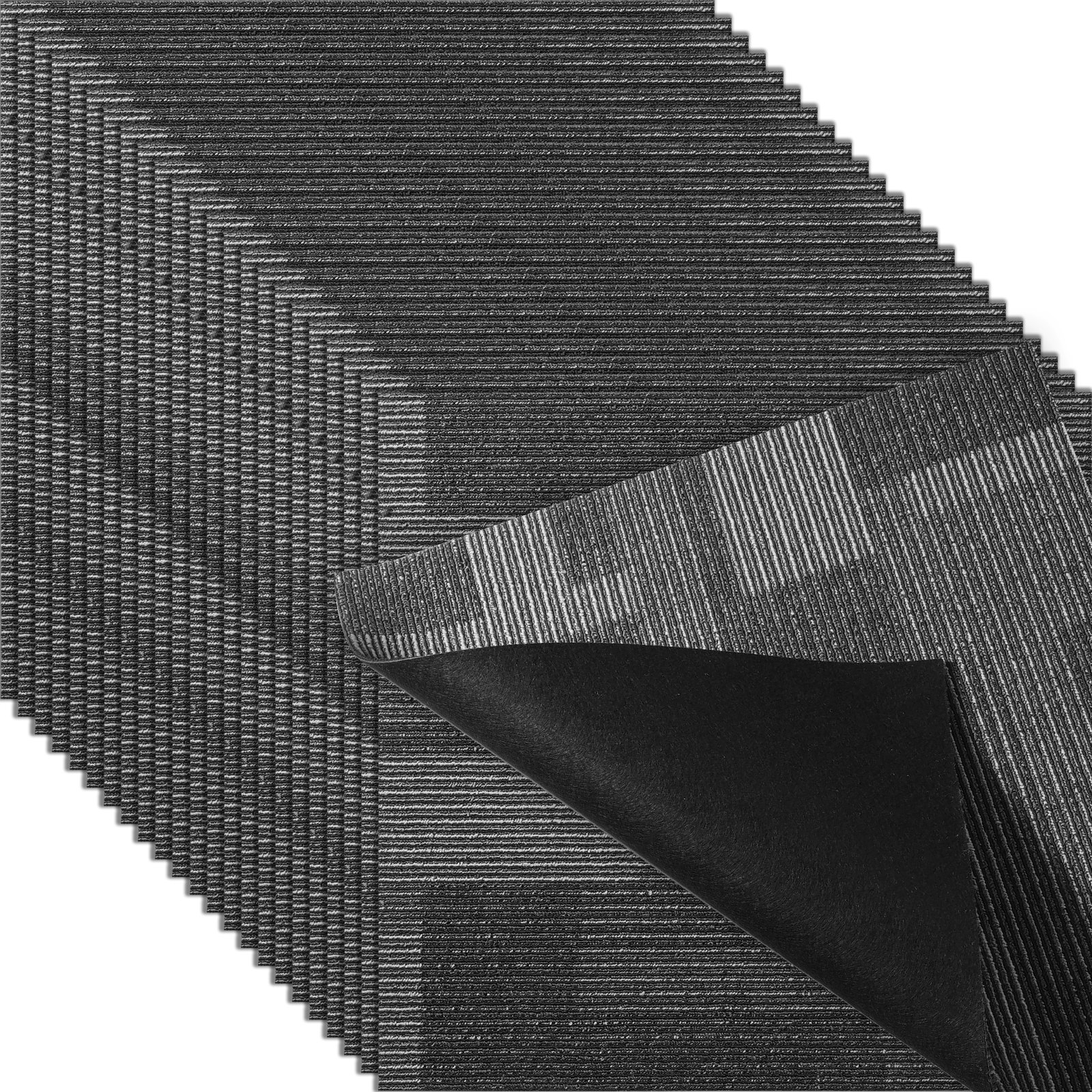 Losetas de alfombra reutilizables 61x61 cm, acolchadas, gris mixto (24 losetas)