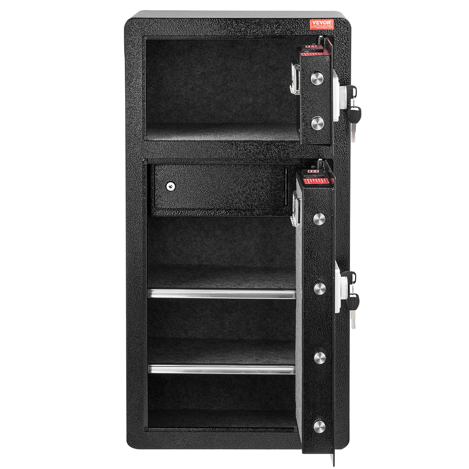 Double Door 5.5 Cu.ft Safe Box With Key Lock Password Cabinet Black,organize Cash, Passports, Jewelry, Gold, Watches And Documents