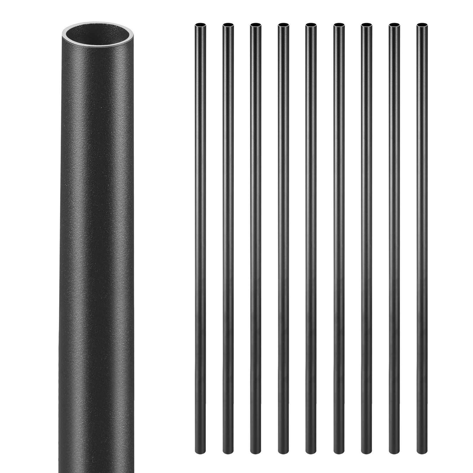 Staircase Balusters 101 Pack, 36 In Aluminum Stair Balusters, 3/4 Inch Water-Proof Round Metal Spindle Railing, Hollow Deck Railing With Rail Caps & Screws For Stairs, Porch, Patio, Matte Black