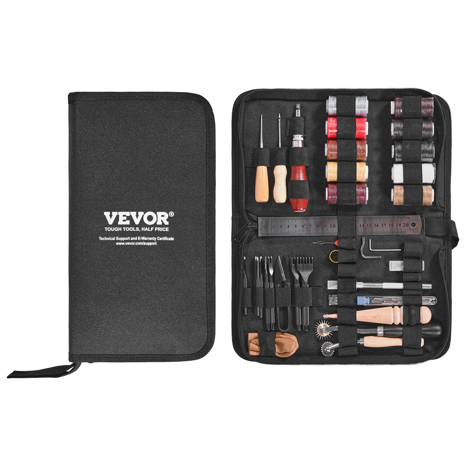 Kit de 38 herramientas para trabajar cuero con bolsa de lona, para grabado y costura
