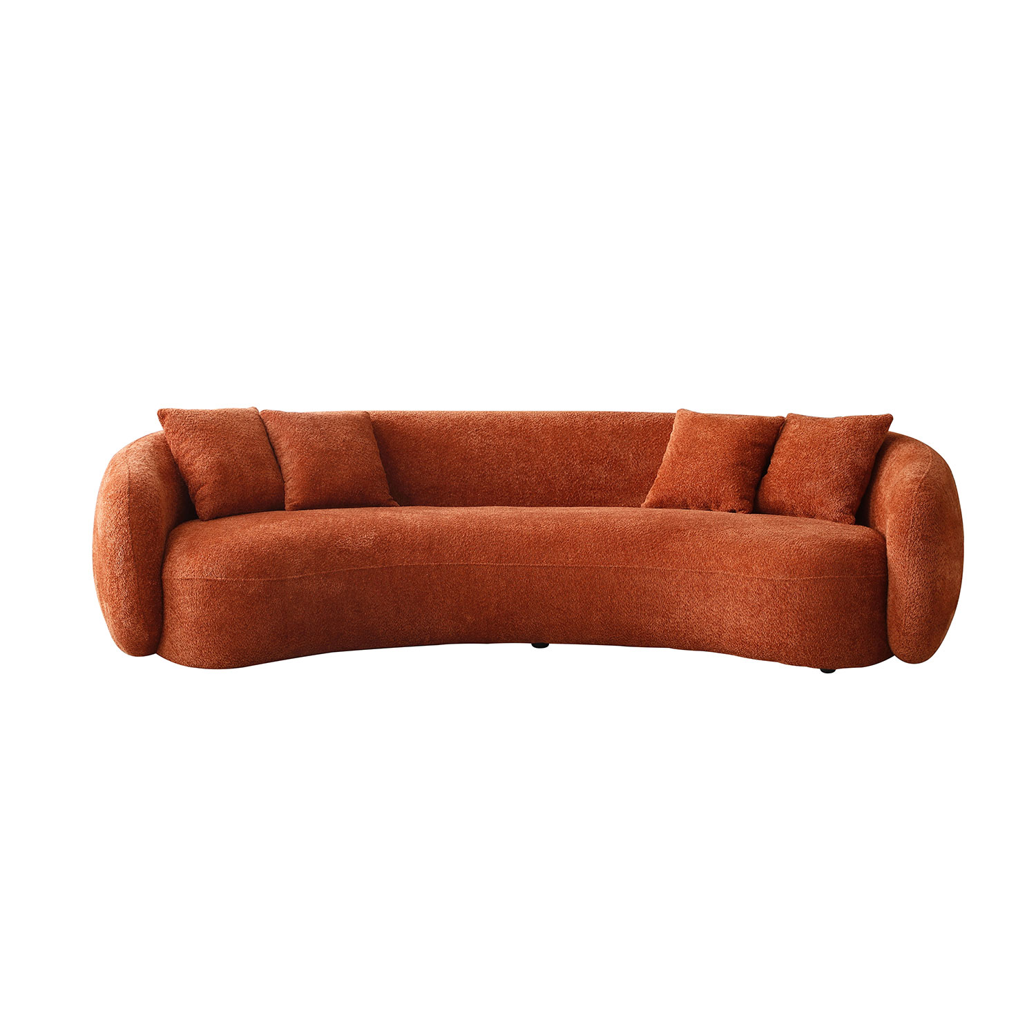 102   5-Seater Boucle Sofa Modern Sectional Half Moon Leisure Couch Curved Sofa Teddy Fleece Orange